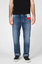 Diesel Jeans Mens Regular Straight Leg Mid Blue Wash Designer New