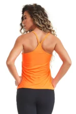 Womens Brazilian Activewear Tank Top Orange Strappy Back Gym Yoga Vest - Image 3