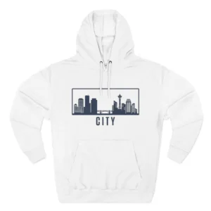 City Skyline Graphic Hoodie Unisex Pullover White Streetwear