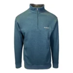 Columbia Mens Quarter Zip Pullover Fleece Sweatshirt Heathered Teal Blue