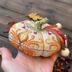 Handmade Embroidered Pumpkin Pincushion Fall Autumn Decor Gift - Image 3