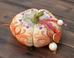 Handmade Embroidered Pumpkin Pincushion Fall Autumn Decor Gift - Image 2