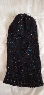 Handmade Sequin Knit Balaclava Black Sparkle Ski Mask, Streetwear - Image 4