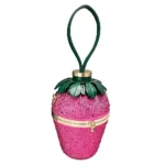 Rhinestone Strawberry Shaped Clutch Purse with Handle