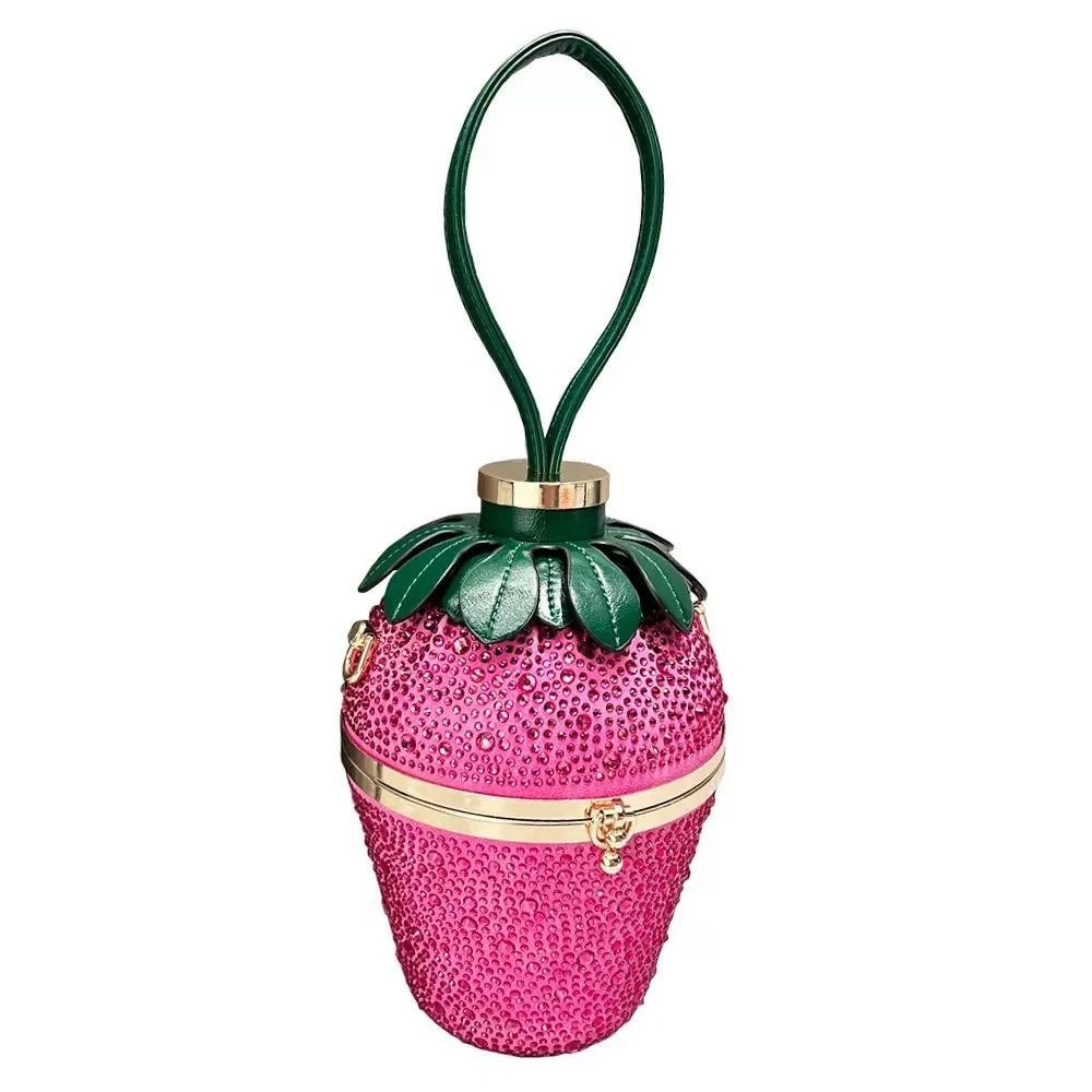 s-l1600 (24) Rhinestone Strawberry Shaped Clutch Purse with Handle - Image 1