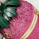Rhinestone Strawberry Shaped Clutch Purse with Handle - Image 3