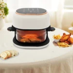 Transparent Glass Air Fryer See-Through Bowl, White & Rose Gold - Image 2