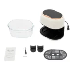 Transparent Glass Air Fryer See-Through Bowl, White & Rose Gold - Image 3
