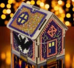 3D Halloween House Bead Embroidery Kit on Wood DIY Spooky Decor - Image 2
