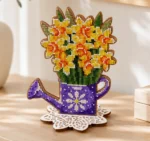 3D Diamond Painting Kit on Wood Floral Watering Can Standing Decor