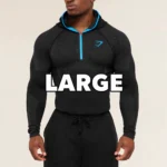 Gymshark Seamless Half-Zip Hoodie Mens Black Blue Large