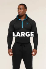 Gymshark Seamless Half-Zip Hoodie Mens Black Blue Large