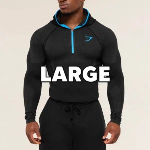 Gymshark Seamless Half-Zip Hoodie Mens Black Blue Large