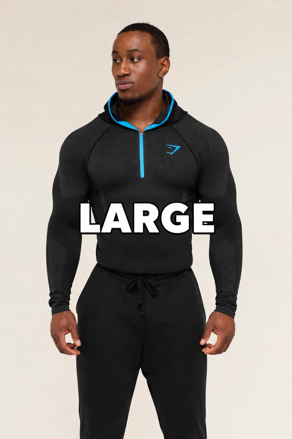 s-l1600 (3) 1 Gymshark Seamless Half-Zip Hoodie Mens Black Blue Large - Image 1