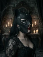 Handmade Black Leather Cat Mask Cosplay, Masquerade & Halloween - Image 2