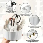 Rotating Makeup Organiser Brush Holder Vanity Storage White - Image 6