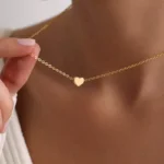 Dainty Gold Heart Pendant Necklace Minimalist Layering Chain Women