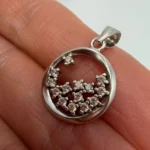 Sterling Silver Circle CZ Cluster Pendant Necklace Gift - Image 4