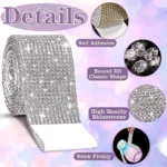 Self Adhesive Rhinestone Ribbon Roll Diamante Bling Wedding Craft - Image 2