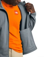 North Face Mens Full Zip Fleece Jacket Grey Lightweight Outdoor Layer - Image 2