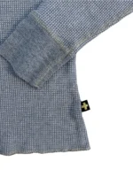 Men's Grey Waffle Knit Long Sleeve Henley Top Slim Fit - Image 5