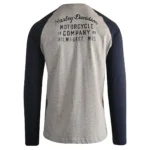 Harley Davidson Mens Raglan Long Sleeve T-Shirt Grey Navy Logo - Image 6