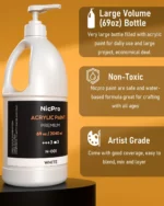 NicPro Premium Acrylic Paint Set 6 Colors 69oz Large Bottles with Pump - Image 2