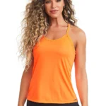 Womens Brazilian Activewear Tank Top Orange Strappy Back Gym Yoga Vest