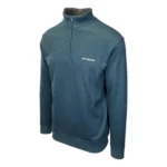 Columbia Mens Quarter Zip Pullover Fleece Sweatshirt Heathered Teal Blue - Image 5