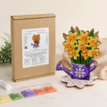 3D Diamond Painting Kit on Wood Floral Watering Can Standing Decor - Image 5