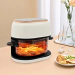 Transparent Glass Air Fryer See-Through Bowl, White & Rose Gold - Image 6