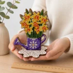 3D Diamond Painting Kit on Wood Floral Watering Can Standing Decor - Image 4