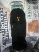 Black Knit Balaclava Ski Mask – Embroidered Streetwear 3-Hole Hat