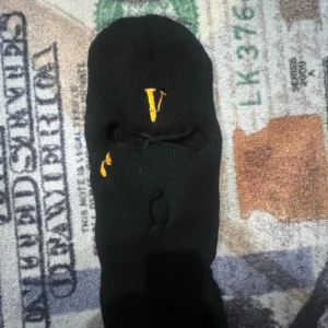 Black Knit Balaclava Ski Mask – Embroidered Streetwear 3-Hole Hat