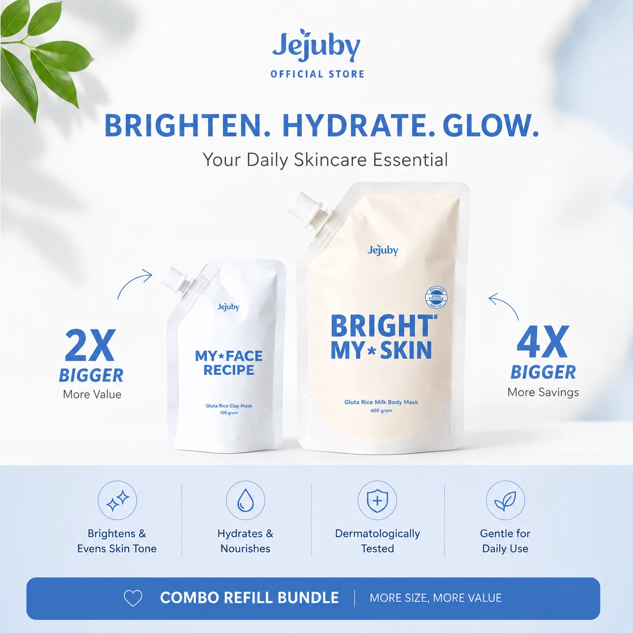 s-l1600 (32) Jejuby Bright My Skin Combo Refill Rice Milk Body & Face Mask - Image 1