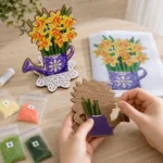 3D Diamond Painting Kit on Wood Floral Watering Can Standing Decor - Image 3