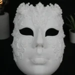Ornate White Filigree Masquerade Mask Full Face Venetian Style