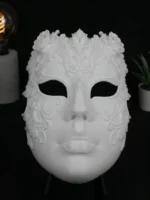 Ornate White Filigree Masquerade Mask Full Face Venetian Style
