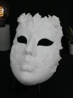 Ornate White Filigree Masquerade Mask Full Face Venetian Style - Image 2