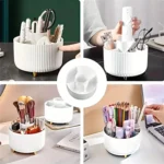 Rotating Makeup Organiser Brush Holder Vanity Storage White - Image 5