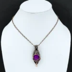 Amethyst Crystal Pendant Handmade Copper Wire Wrapped Boho Necklace - Image 5