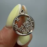 Sterling Silver Circle CZ Cluster Pendant Necklace Gift - Image 2