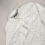White Polka Dot Button-Up Shirt Casual Long Sleeve Top - Image 2