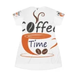 Coffee Time Printed Casual T-Shirt Dress for Women