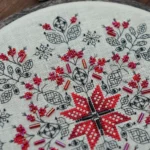 Counted Cross Stitch Kit Red Mandala Snowflake Floral Geometric Art - Image 3