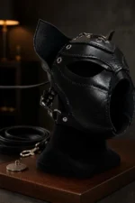 Handmade Black Leather Cat Mask Cosplay, Masquerade & Halloween - Image 3