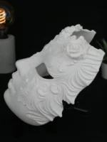 Ornate White Filigree Masquerade Mask Full Face Venetian Style - Image 4