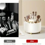 Rotating Makeup Organiser Brush Holder Vanity Storage White - Image 4