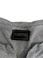 Men's Grey Waffle Knit Long Sleeve Henley Top Slim Fit - Image 4