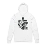 Man of God Lion Cross Graphic Hoodie Christian Faith Mens